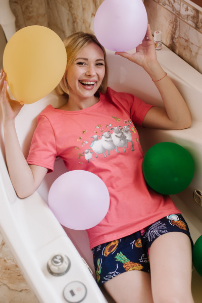 Купить Женская пижама ЖП 064/3 (коралл + тропические фрукты) на Неженке